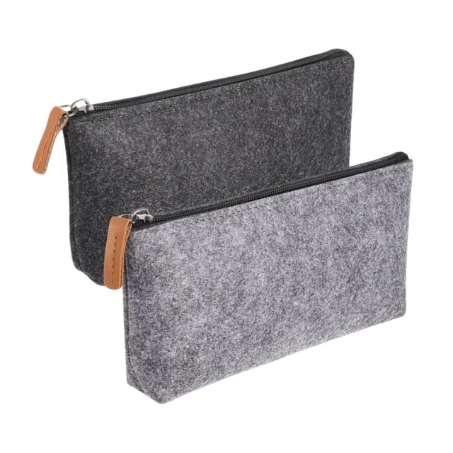 Estuche para lápices de fieltro gris multifuncional reutilizado, estuche para cosméticos y papelería, estuche para lápices con gran capacidad para lápices y resaltadores