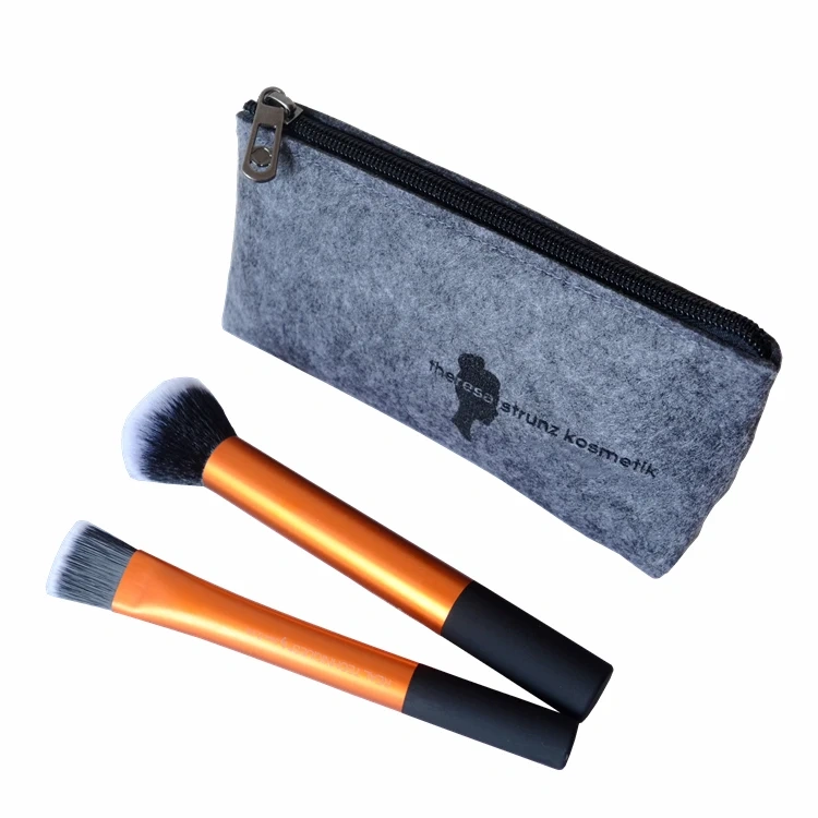 Custom logo felt cosmetic bag high quality travel storage wash toiletry bags pouch makeup bag for women