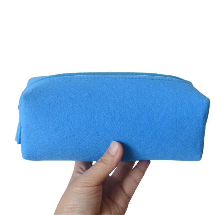 Wholesale small felt cosmetic bag with custom logo makeup toiletry brush cosmetic bag and cases for women