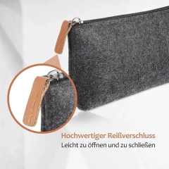 Estuche para lápices de fieltro gris multifuncional reutilizado, estuche para cosméticos y papelería, estuche para lápices con gran capacidad para lápices y resaltadores