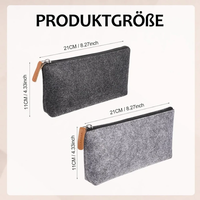 Estuche para lápices de fieltro gris multifuncional reutilizado, estuche para cosméticos y papelería, estuche para lápices con gran capacidad para lápices y resaltadores