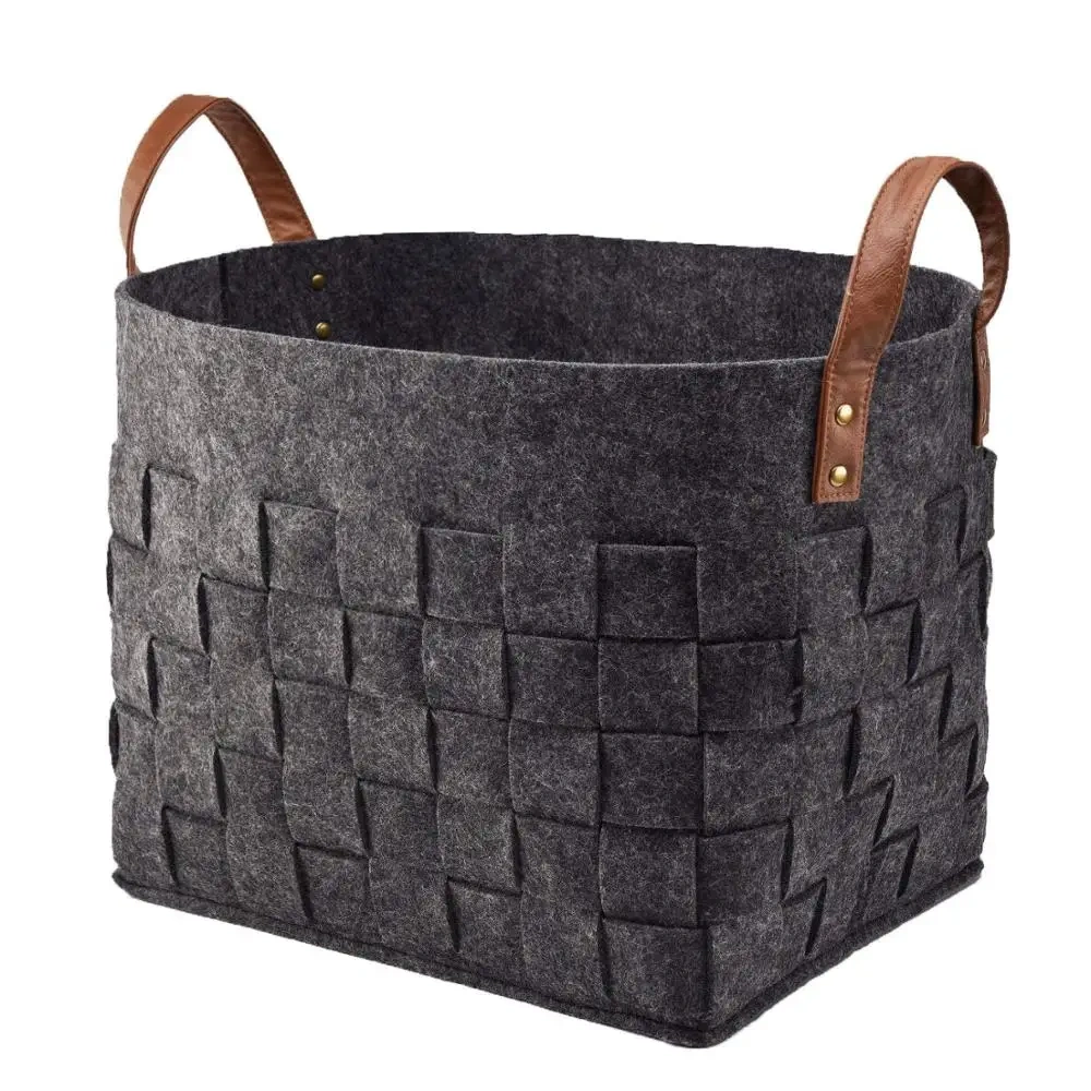 quality chinese products custom polyester felt fabric weaving darker grey home laundry storage bags containers baskets organizer