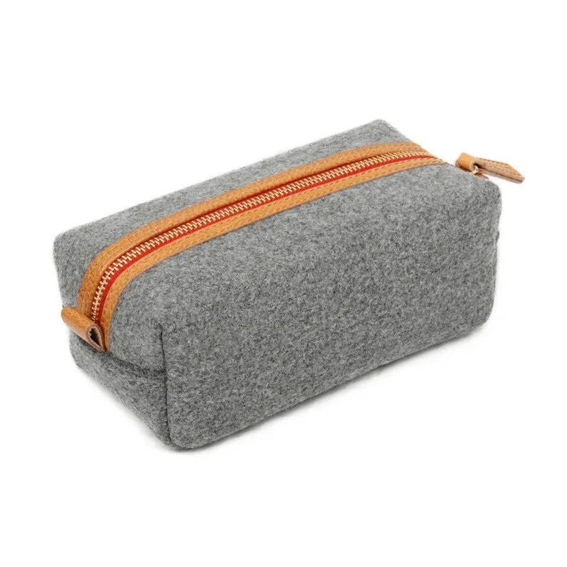 Bridesmaid gift leather zipper japanese small professional portable felt beauty travel bag makeup cosmetic case