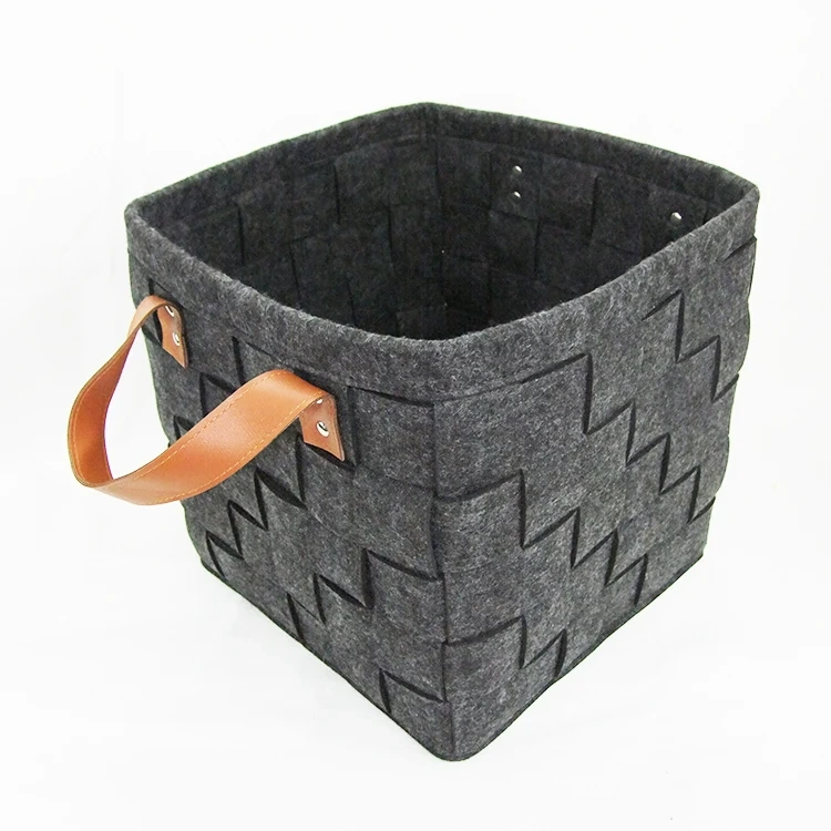 quality chinese products custom polyester felt fabric weaving darker grey home laundry storage bags containers baskets organizer