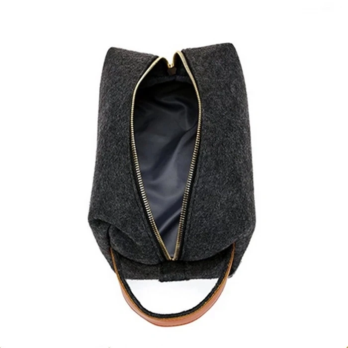 Dad personalized gift eco friendly logo felt pencil case wholesale dopp kit cosmetic travel hanging men toiletry bag