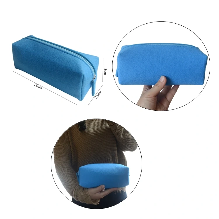 Wholesale small felt cosmetic bag with custom logo makeup toiletry brush cosmetic bag and cases for women