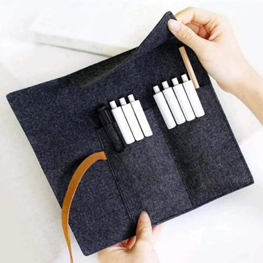 BSCI low price wholesale business used soft touch mini pocket cosmetic pouch custom logo felt pen holder pencil cases