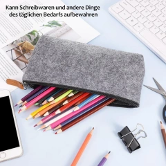 Estuche para lápices de fieltro gris multifuncional reutilizado, estuche para cosméticos y papelería, estuche para lápices con gran capacidad para lápices y resaltadores