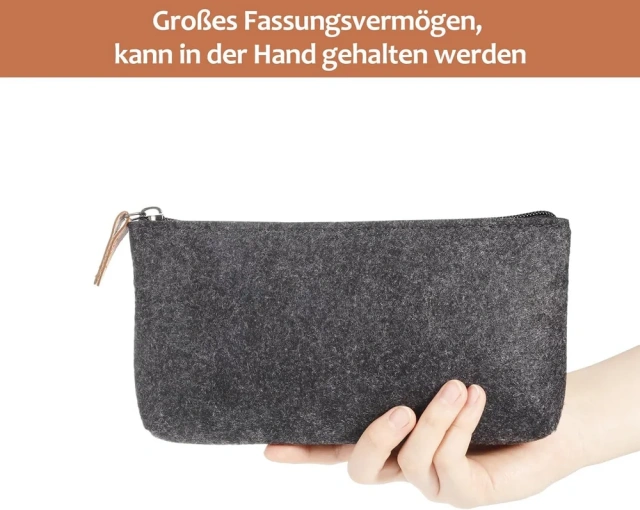 Estuche para lápices de fieltro gris multifuncional reutilizado, estuche para cosméticos y papelería, estuche para lápices con gran capacidad para lápices y resaltadores