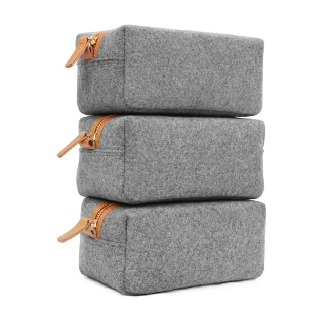 حقيبة سفر صغيرة محمولة احترافية مصنوعة من الجلد وسحاب هدية وصيفة العروس حقيبة مستحضرات تجميل محمولة صغيرة مصنوعة من اللباد