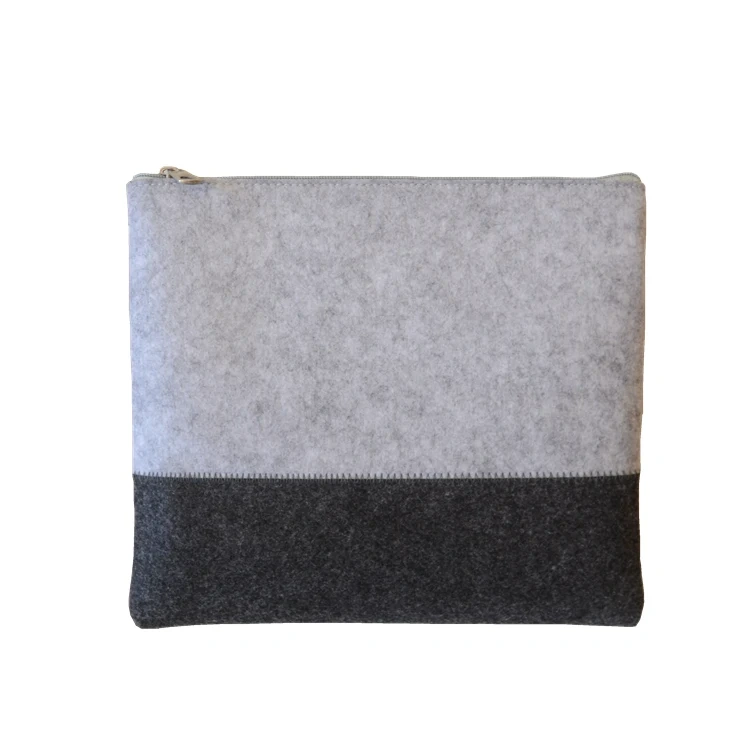 Progift Fashion New Blue Grey Dual Color Felt Cosmetic Bags with Zipper Closure