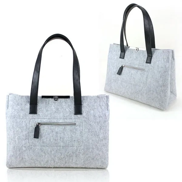 fashion recycled RPET felt customised gentle women's tote bags shoulder bag for college shopping gift toy wine food storage