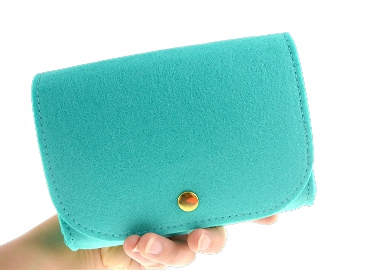 Progift Fashion New Felt Cosmetic Bag with Gusset Flap Button Closure