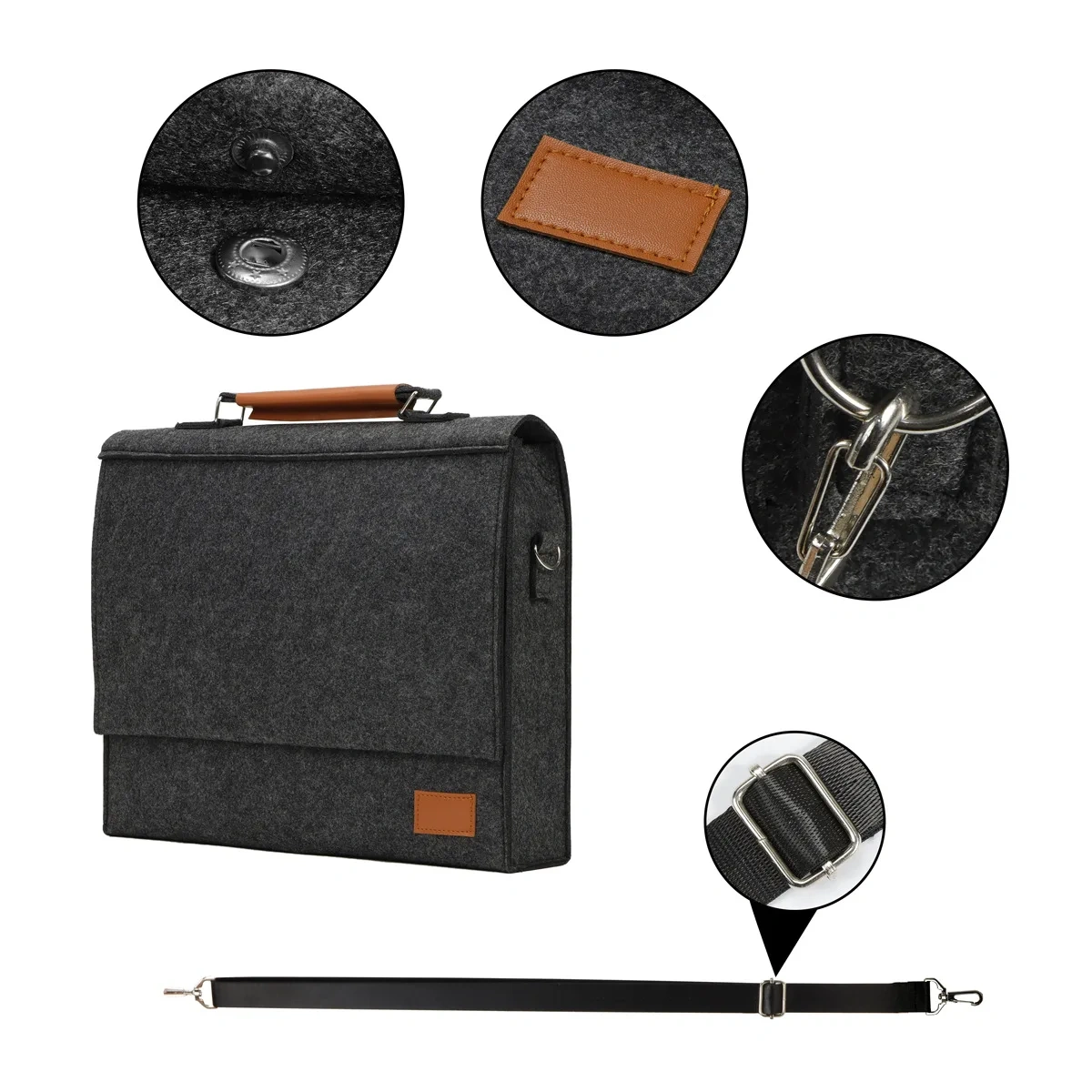 Business felt computer bag electronics accessories case light durable protective felt laptop storage bags custom logo black