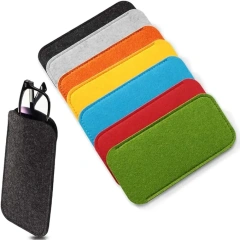 new design logo creative simple multi colors merino wool felt sunglasses soft storage package eyeglass glasses case