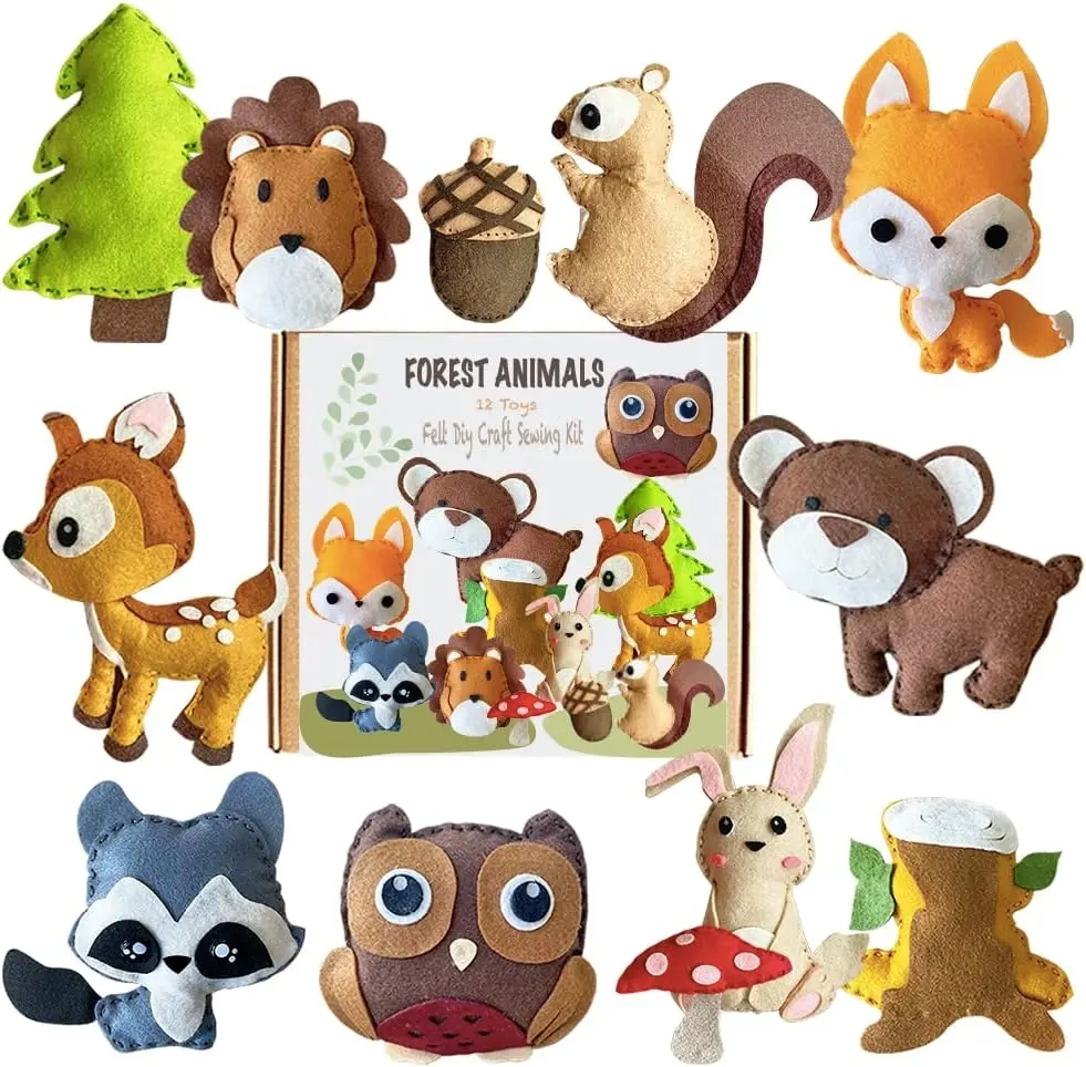 Kids Fun Learn DIY Craft Toy Forest Animals Felt Sewing Kit