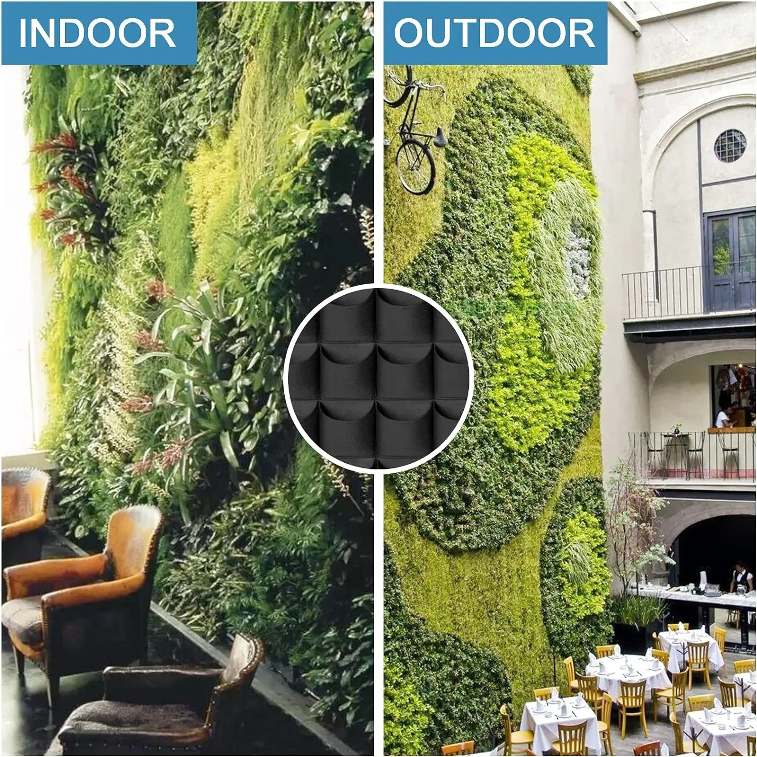 2024 new custom 64 pockets hanging vertical wall mounted herb garden plant growing bag greening artificial flower container