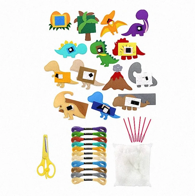Kids Fun Education Craft DIY Dinosaur Century Felt Sew Kit
