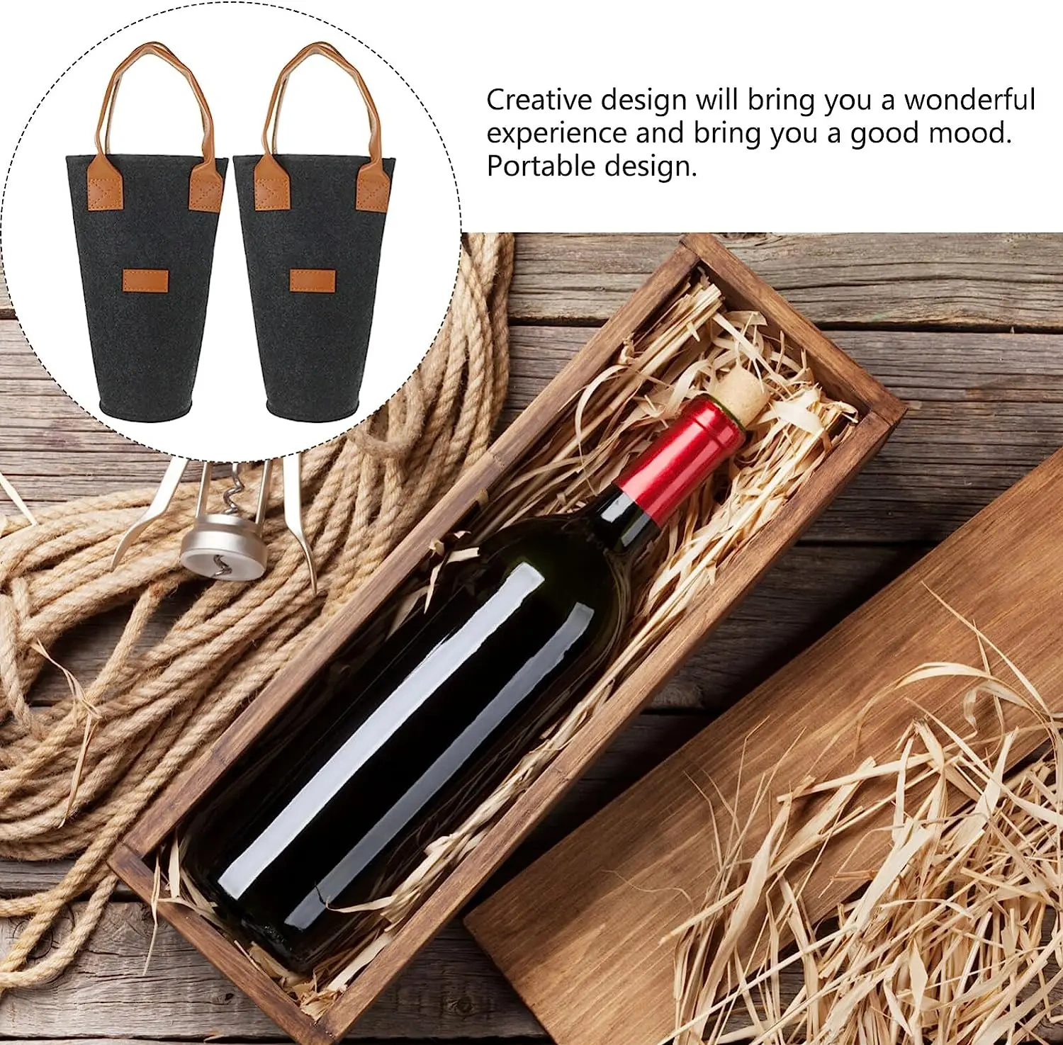Bulk cheap custom logo single felt non woven water bottle carrying case, wine cooler gift bag for travel picnic beach