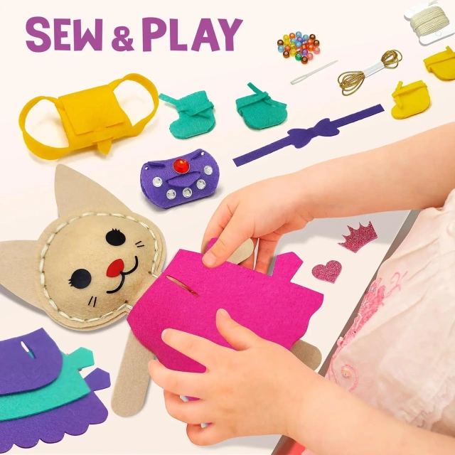 لعبة حرفية ممتعة للأطفال اصنعها بنفسك على شكل قطة من اللباد مع مجموعة خياطة