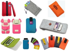 Housses de téléphone portable en feutre de polyester RPET avec logo imprimé en couleur de taille personnalisée pour tous les téléphones, cadeau de promotion en gros