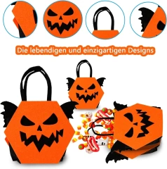 سلة حلوى الهالوين المصنوعة من اللباد على شكل يقطين مخيف للأطفال