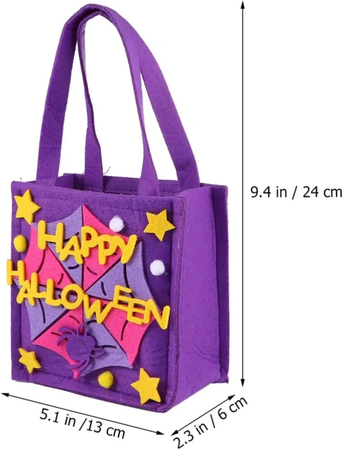 حقيبة حلوى الهالوين المصنوعة من اللباد للأطفال 2024 لتزيين الهالوين