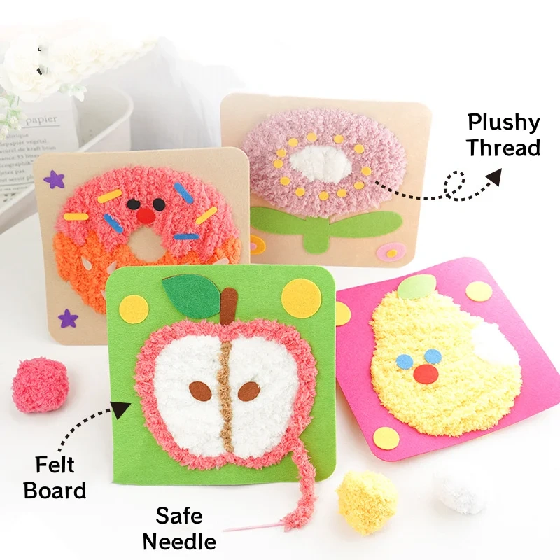 Kids Fun Toy DIY Montessori Embroidery Felt Board Sewing Kit