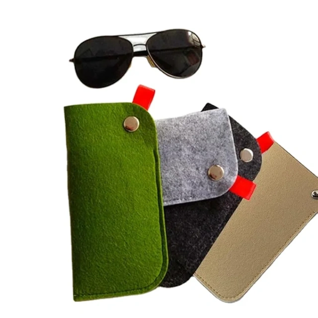 Étui à lunettes de soleil en tissu feutré personnalisé à bas prix, sac d'emballage de montre portable à glissement souple, pochette à lunettes