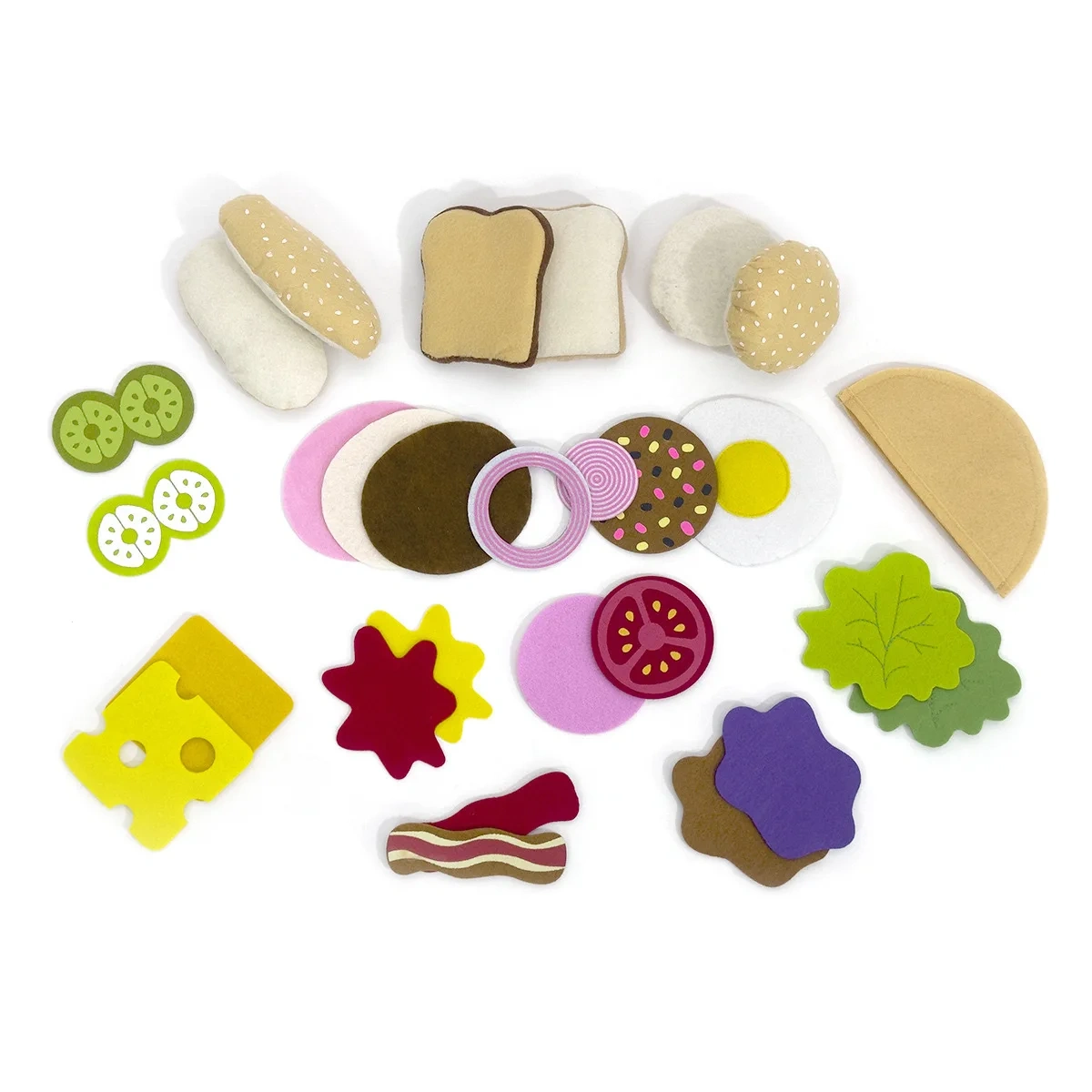 Cute Kid DIY Bread Hamburg Vegetable Fruit Felt Food Toy Kit