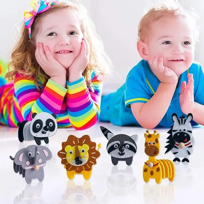 Kid Education Craft Art DIY Felt Sewing Kit S6 Beaded Animal