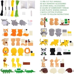 Kit de costura de fieltro para manualidades y manualidades para niños, S12, animales del bosque