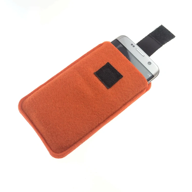 custom size color printed logo RPET needle punch polyester felt leather fancy ladies cell phone pouch case for men women kids
