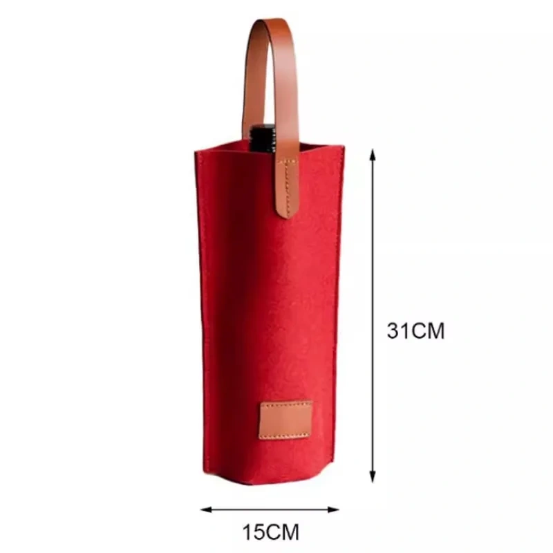 Hot-selling Portable Felt Single Wine Bottle Carrier Tote Bags for Travel Picnic Beach Gift Custom Logo Wine Bag