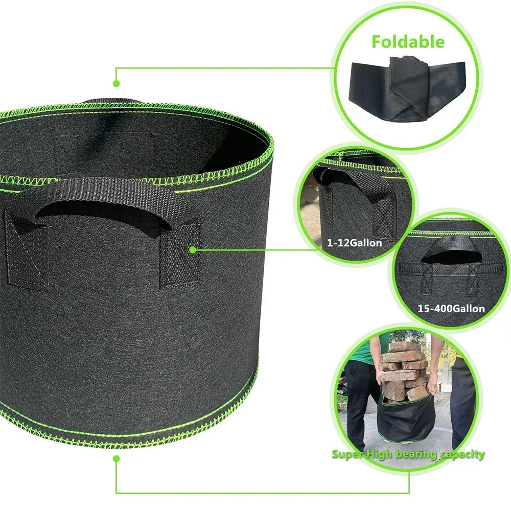 Price Weatherproof Felt Nursery Planter Pot 10 Gallon 5 Packs Thickest Non Woven Reinforced Handles Aeration Plant Grow Bags