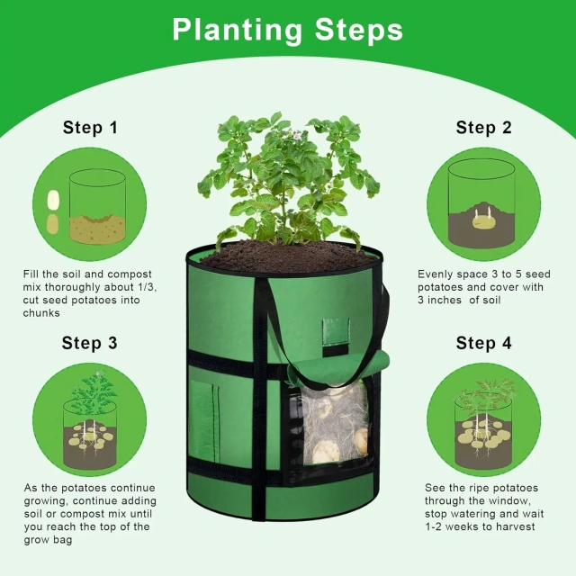 achat en gros pas cher tissu non tissé épaissi fenêtre de récolte vert clair récipient de stockage de légumes sac de culture de jardin pot de plante