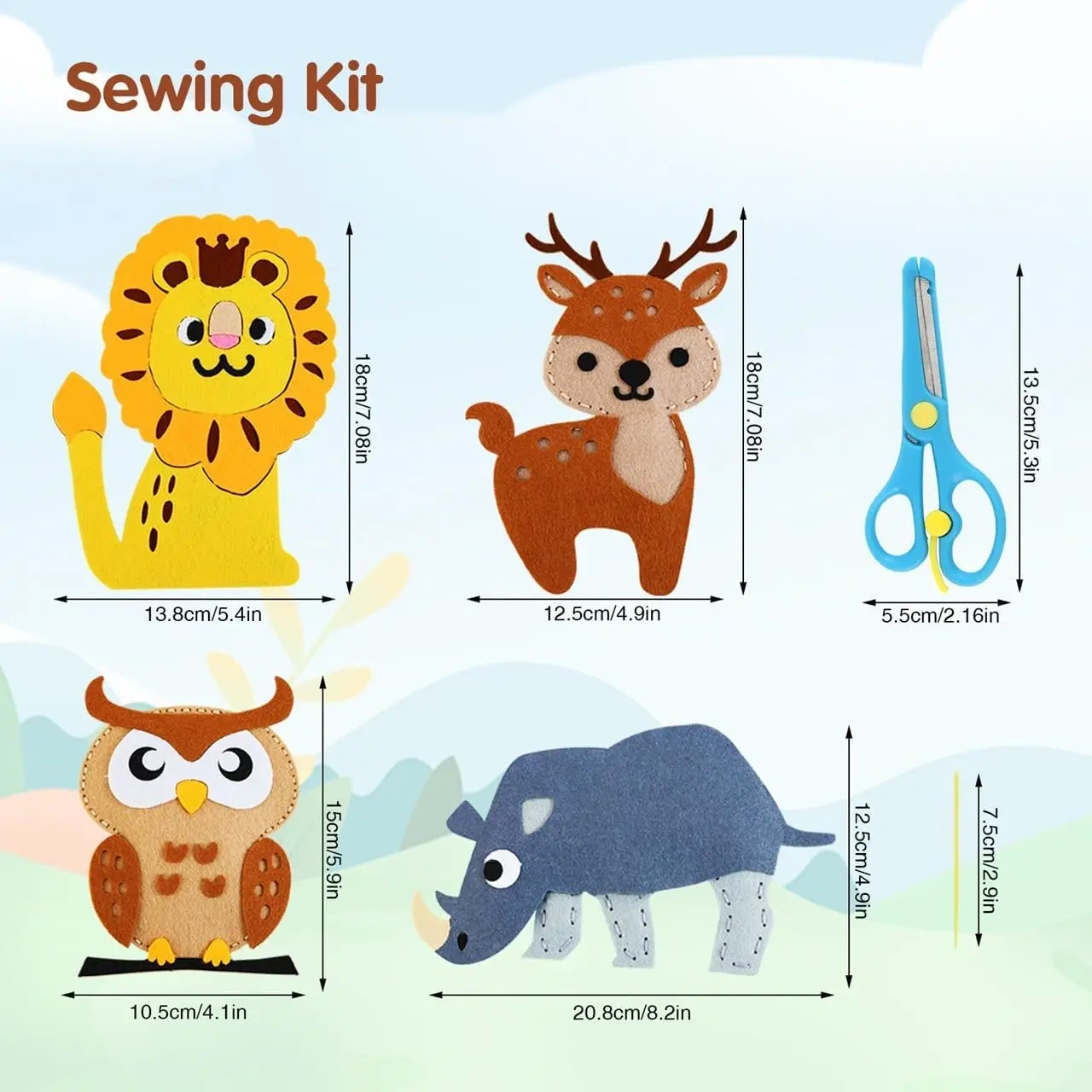 Kids Fun Education Toy Craft Forest Animals DIY Felt Sew Kit