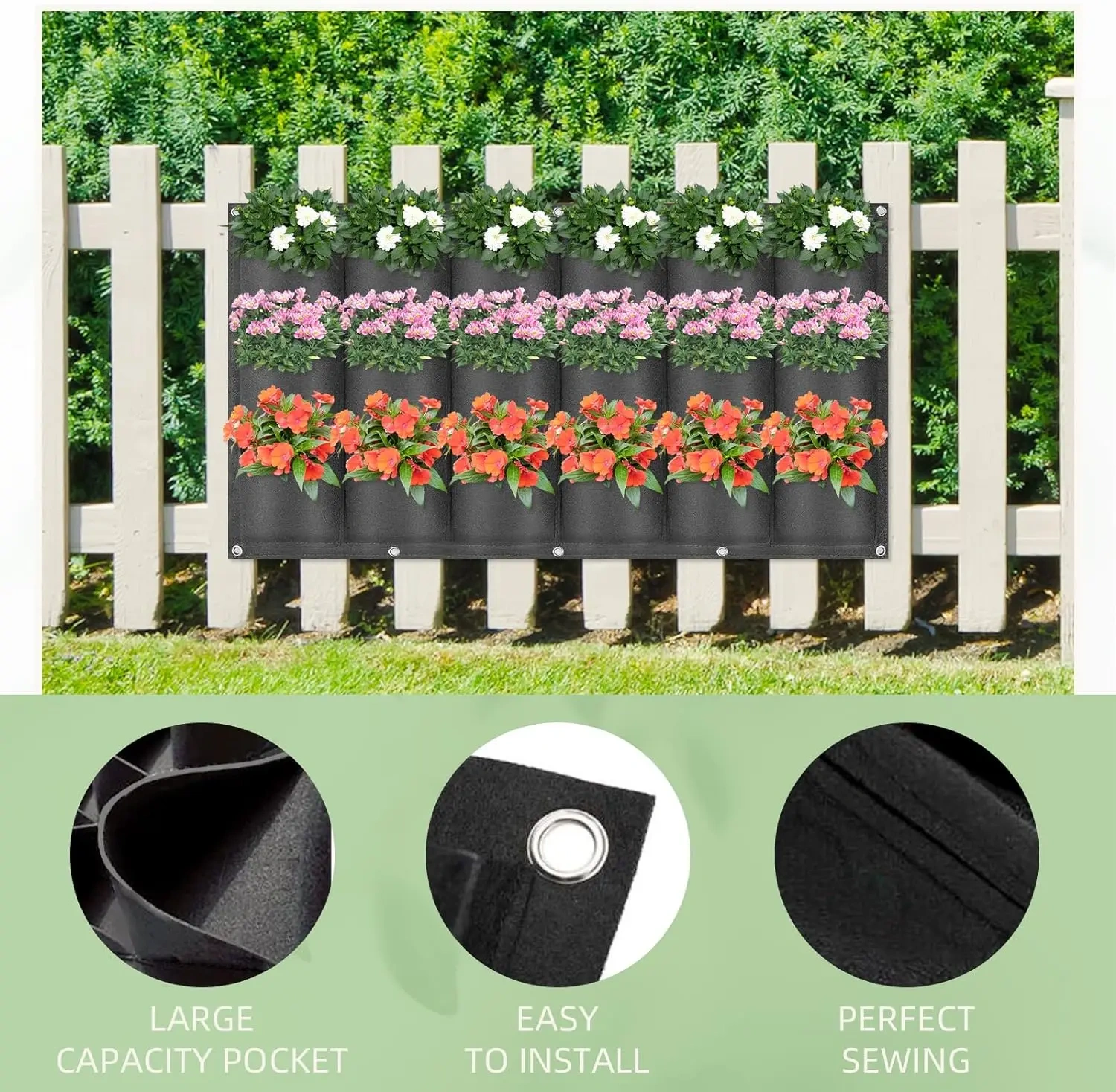 cheap bulk buy new fashion balcony railing fence yard garden home decor horizontal wall planter grow bags hanging flower pot