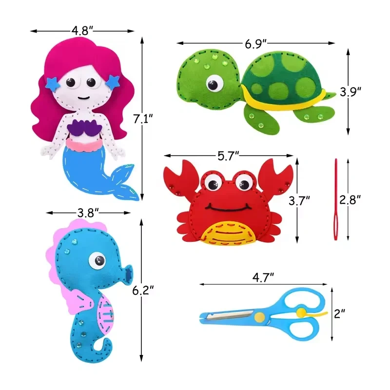 Kids Education DIY Toy Craft Felt Sewing Kit S8 Ocean Animals