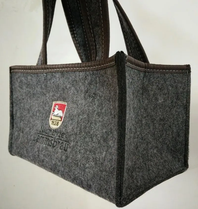 wholesale custom 24x16x16cm cooler can tote 6 carriers red wine bags non woven felt water beer bottle bags for Oktoberfest