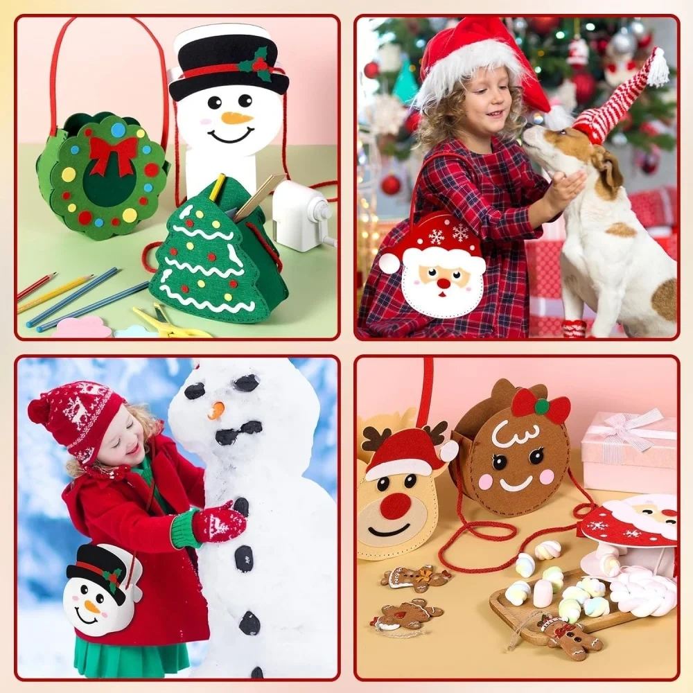 Kid Craft Art Soft Toy DIY Felt Sewing Kit S6 Christmas Bags