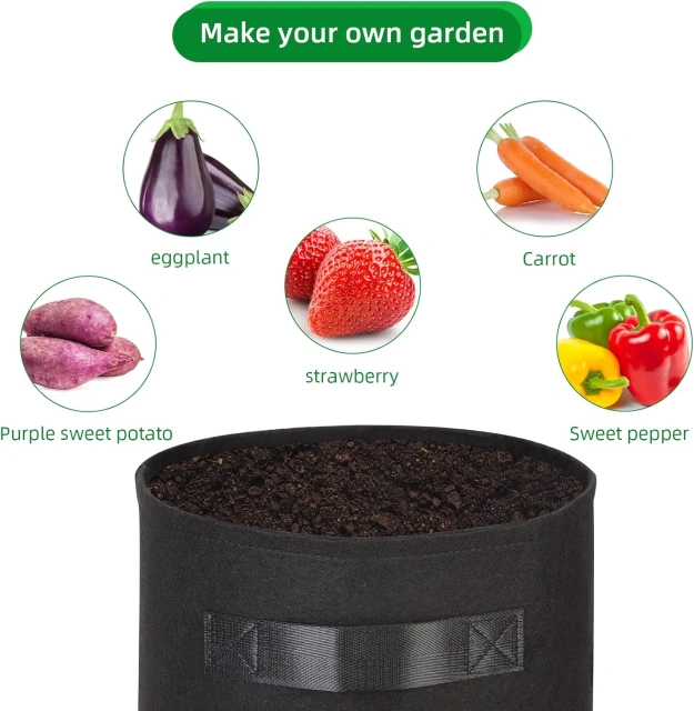 2024 nouveau design unique 10 gallons multi-usages feutre aération tissu non tissé poignée plante potager tissu potager sac de culture