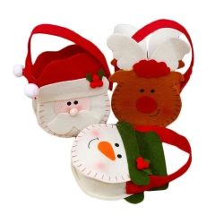Fournitures de décoration de Noël échantillon gratuit panier en feutre personnalisé père Noël bonhomme de neige mini sacs-cadeaux de friandises de Noël pour enfants