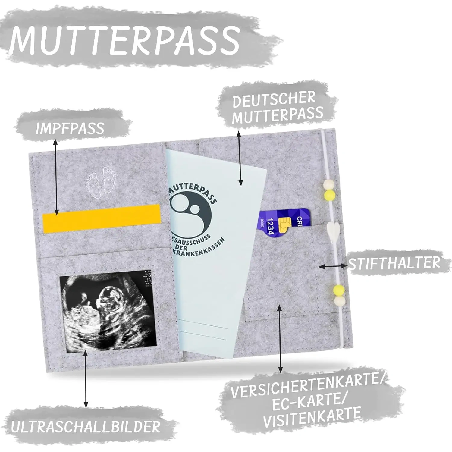 New Hot Custom Felt Maternity Log Mutterpass Cover Bag for Pregnant Mother