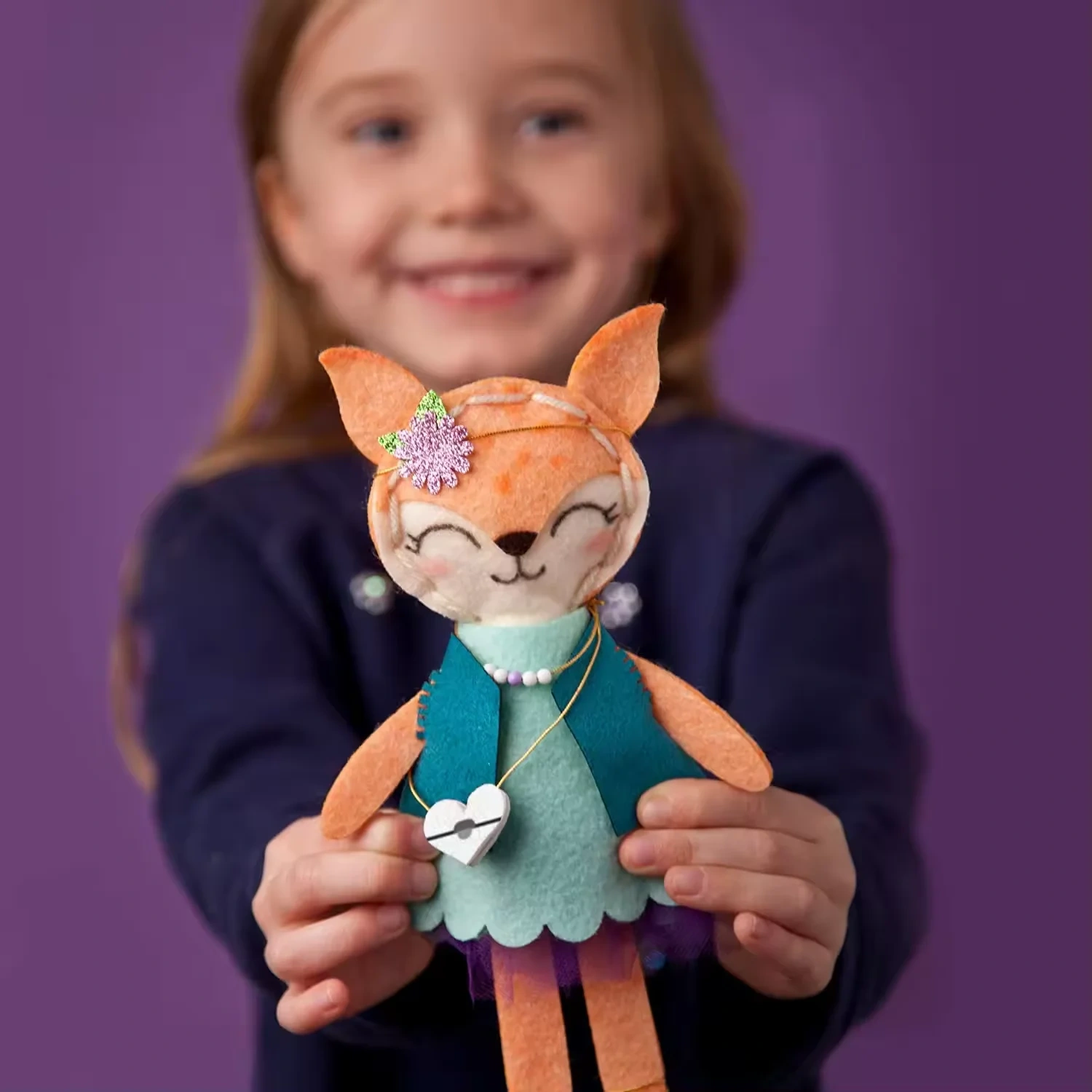 Custom Learn to Make A Fox Friend Craft Felt Sewing Kit with Clothes & Accessories