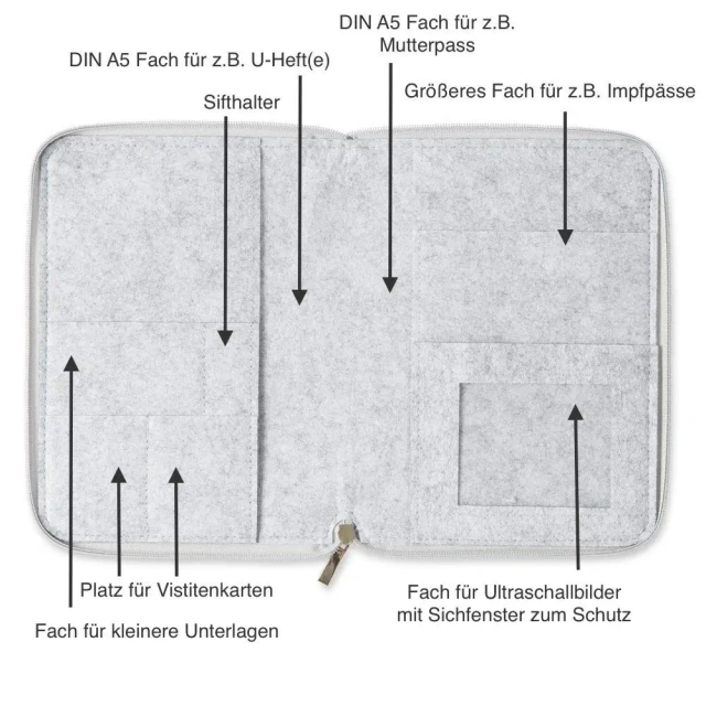 Capa de feltro com logotipo personalizado Progift Mutterpasshülle Schutzhülle