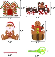 Kit de costura de fieltro para manualidades para niños S12 Hombre de jengibre navideño