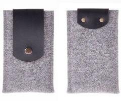 Estuche para teléfono móvil de fieltro de poliéster perforado con aguja RPET reciclado con logotipo impreso en color y tamaño personalizado para hombres, mujeres y niños