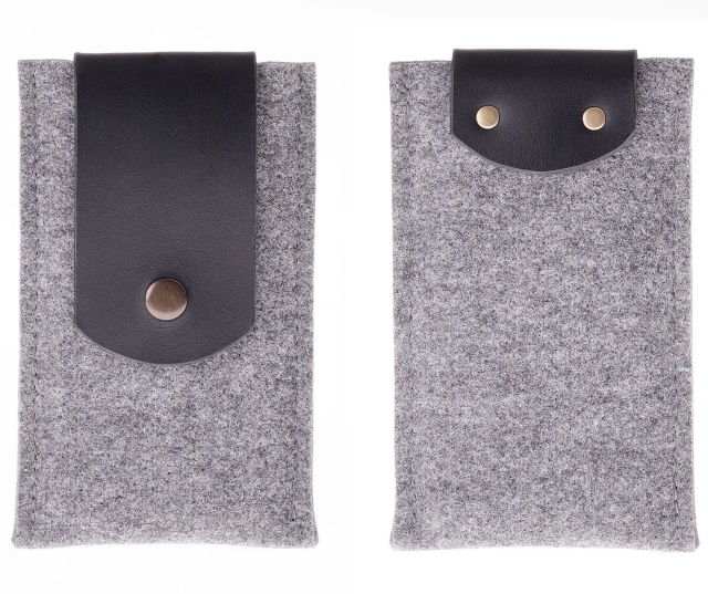 Estuche para teléfono móvil de fieltro de poliéster perforado con aguja RPET reciclado con logotipo impreso en color y tamaño personalizado para hombres, mujeres y niños