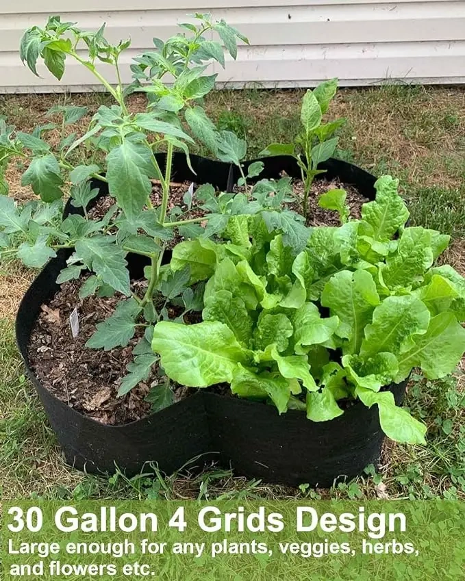 Fabric Breathable Grids Plant Grow Bags Raised Garden Beds Outdoor for Vegetables Flowers Square Felt Growing Container Bags
